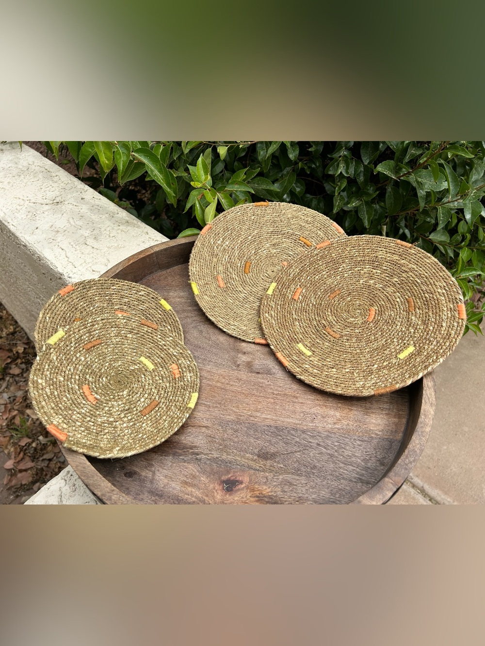 Handwoven Natural Straw wall - Set of 4